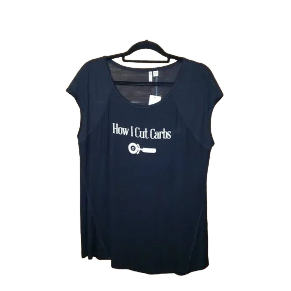 Cato Cap Sleeve " How I Cut Carbs" Quote T shirt 18/20W NWOT